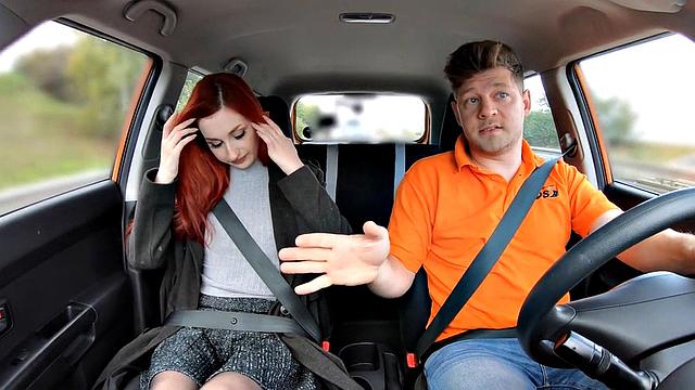 Real driving babe pounded in backseat by teacher