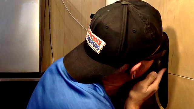 Tattooed gloryhole DILF sucks Black cock with cum