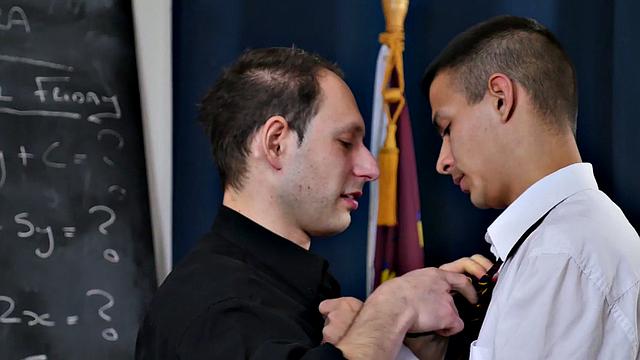 Mature professor fucking skinny student in classroom