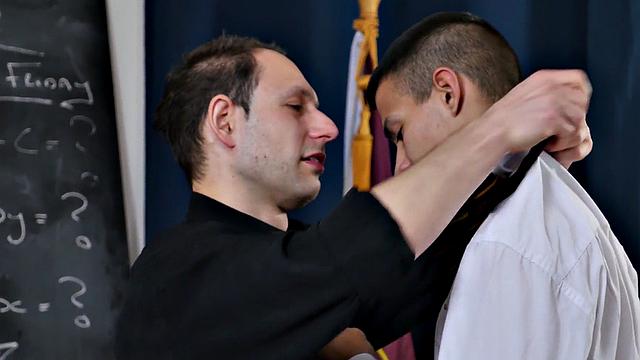 Mature professor fucking skinny student in classroom