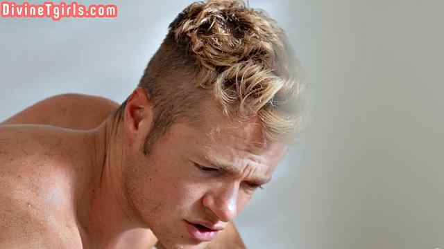 Busty ebony TS drills plumber