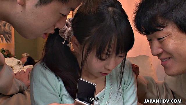 Naughty wife fucks two guys in her home