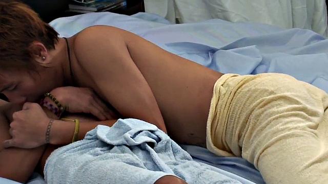 Skinny Asian cocksucking twink by BF till cumshot