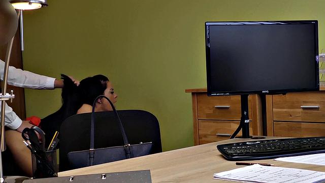 LOAN4K. Adventurous clerk lures a hottie into sex