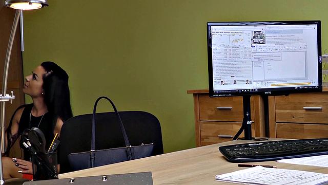 LOAN4K. Adventurous clerk lures a hottie into sex