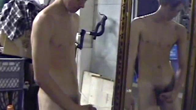 Jayden is skateboarding in his garage when he finds a porn magazine. He starts flipping through it while getting hard. Jayden strokes to the visual stimulation until he cums.