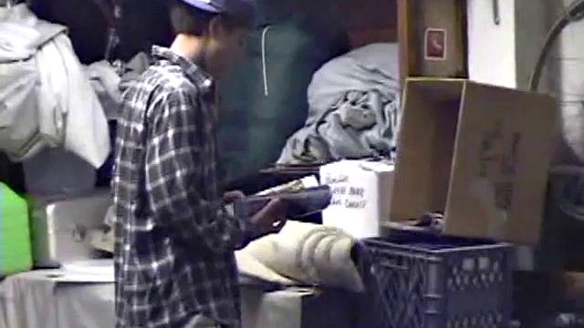 Jayden is skateboarding in his garage when he finds a porn magazine. He starts flipping through it while getting hard. Jayden strokes to the visual stimulation until he cums.