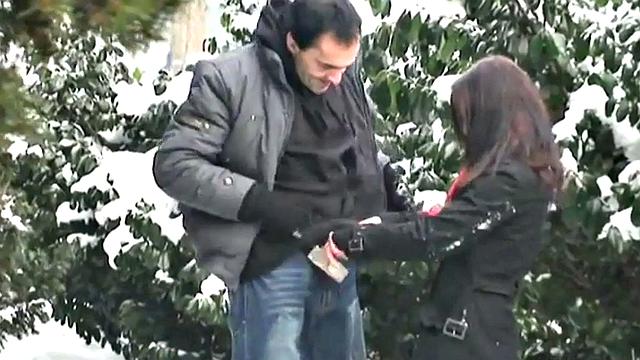 Teen fucks old man in public