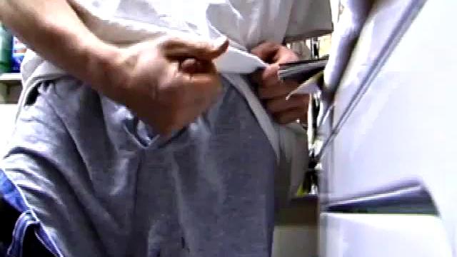 Returning home with a new porn magazine, Shane heads to the laundry room to check out his new porn rag and jerk off. The porn must be good because he quickly gets stiff and starts stroking.