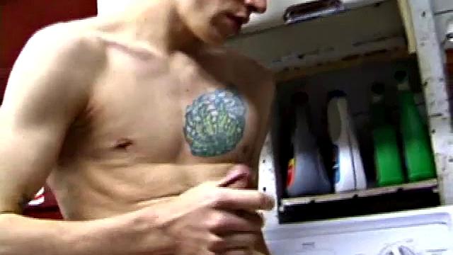 Returning home with a new porn magazine, Shane heads to the laundry room to check out his new porn rag and jerk off. The porn must be good because he quickly gets stiff and starts stroking.