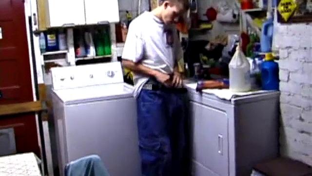 Returning home with a new porn magazine, Shane heads to the laundry room to check out his new porn rag and jerk off. The porn must be good because he quickly gets stiff and starts stroking.