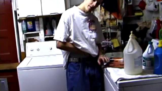 Returning home with a new porn magazine, Shane heads to the laundry room to check out his new porn rag and jerk off. The porn must be good because he quickly gets stiff and starts stroking.