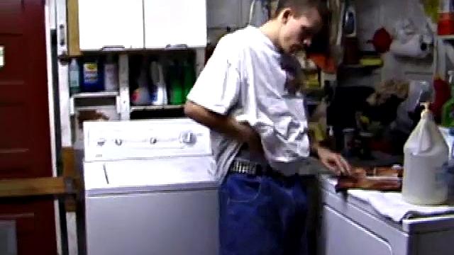 Returning home with a new porn magazine, Shane heads to the laundry room to check out his new porn rag and jerk off. The porn must be good because he quickly gets stiff and starts stroking.