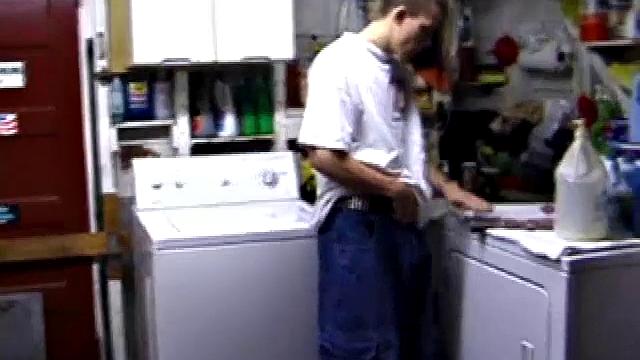 Returning home with a new porn magazine, Shane heads to the laundry room to check out his new porn rag and jerk off. The porn must be good because he quickly gets stiff and starts stroking.