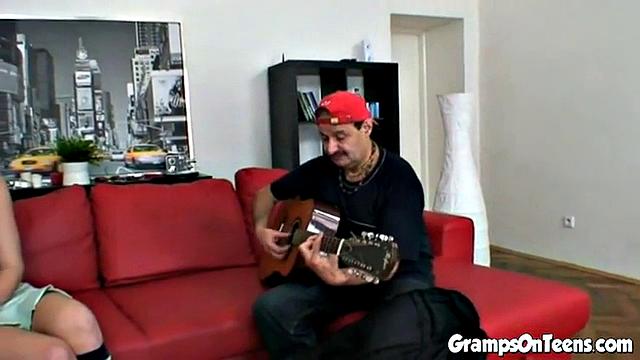 Teen fucks old cock in reverse cowgirl like a wild whore