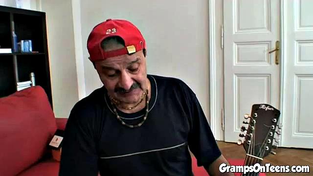 Teen fucks old cock in reverse cowgirl like a wild whore