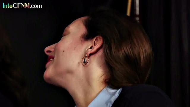 Naughty CFNM babes cocksucking lucky man