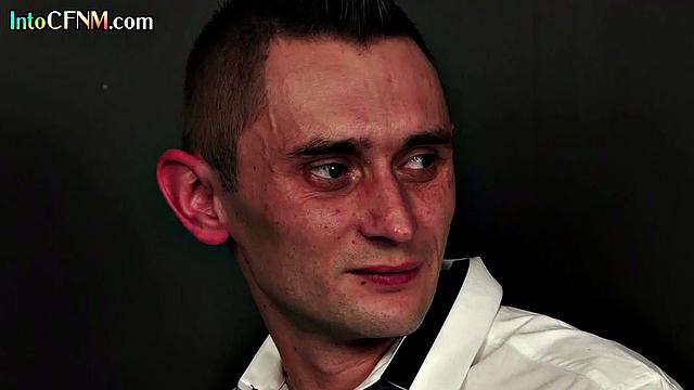 Naughty CFNM babes cocksucking lucky man