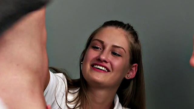 Uniformed cfnm students wank and suck their teacher