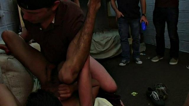 Straight college stud fucked in dormitory for fraternity