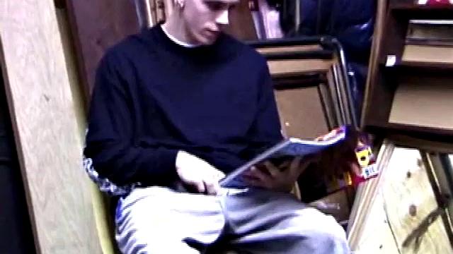 Returning home from work, Shane grabs a porn magazine and heads for the garage. There, he strokes his hard cock, while eating his pre-cum, and then pumps onto his belly.