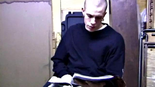 Returning home from work, Shane grabs a porn magazine and heads for the garage. There, he strokes his hard cock, while eating his pre-cum, and then pumps onto his belly.