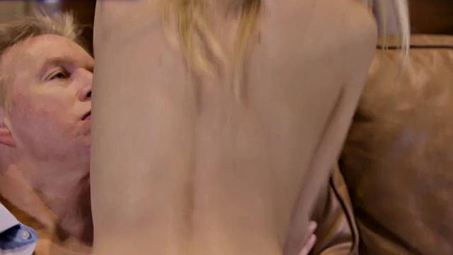 Greedy girlfriend in high heels sucks and rides on couch