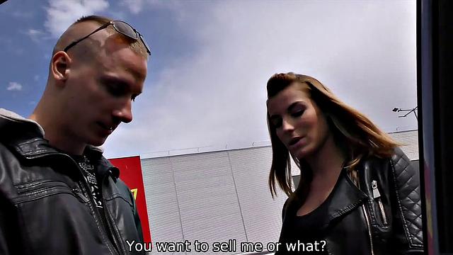 Check out this hot Czech teen getting paid for sex in a car, while her cuckold partner watches in shame!