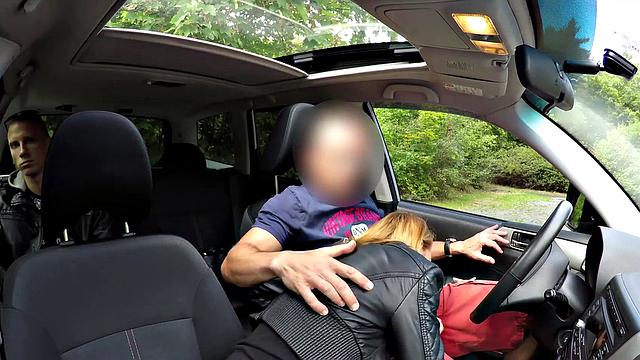 Check out this hot Czech teen getting paid for sex in a car, while her cuckold partner watches in shame!