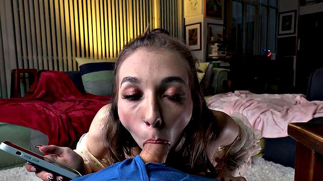 Skinny 21yo chick sucks cock in dirty talking amateur POV