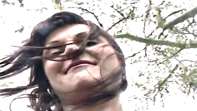 English milf persuaded to flash outside