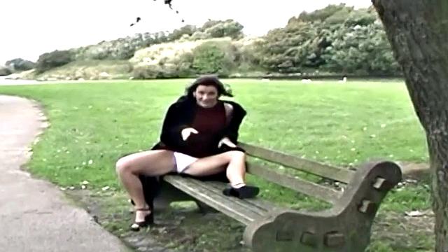 English milf persuaded to flash outside