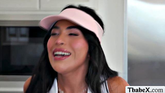 Two fuck in kitchen after their tennis match