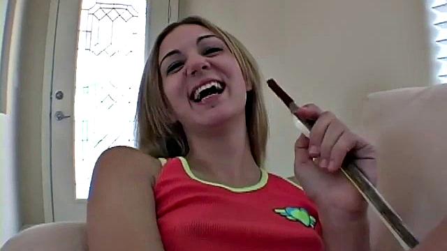 Teen eats on camera in close up scene