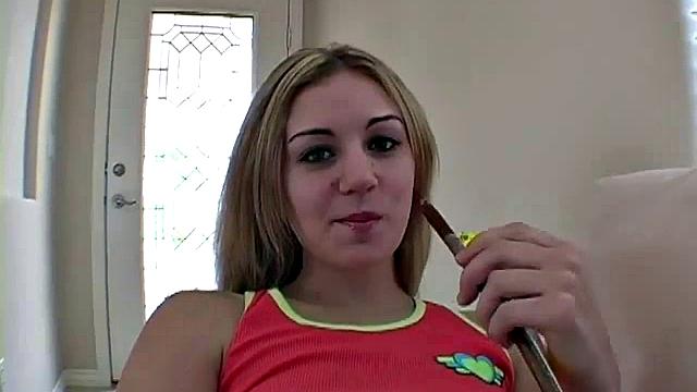 Teen eats on camera in close up scene