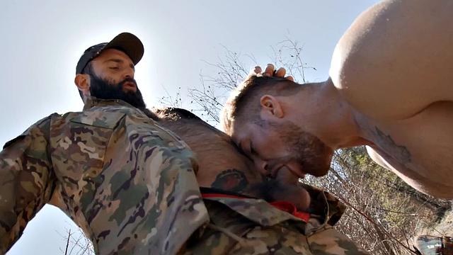 Dominant hunter barebacks bottom outdoor