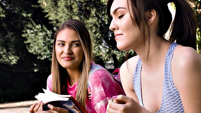 Lesbo college 21yo big-tit sluts are horny after class