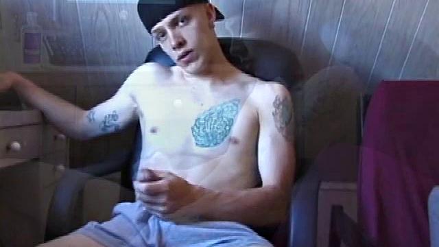 Shane strokes his cock in skater gear and shows off every inch for the camera