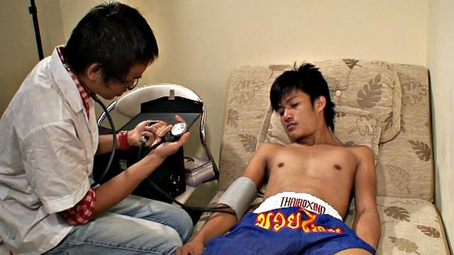 Slim Asian breeded by doctor after blowing and pissing