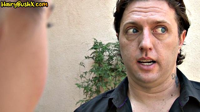 Sexy blonde babe drilled outdoors