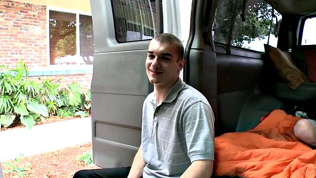 Amateur fooled stud fucks gay twink in bus till cumshot