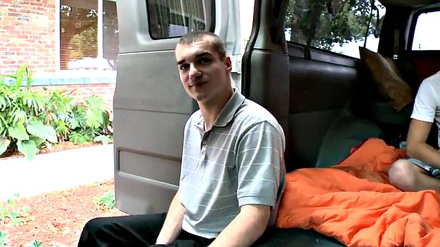 Amateur fooled stud fucks gay twink in bus till cumshot