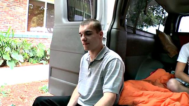 Amateur fooled stud fucks gay twink in bus till cumshot