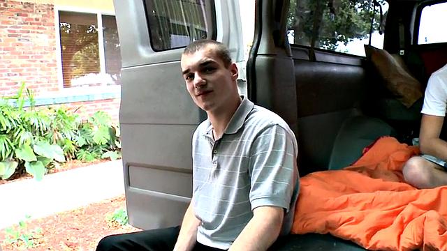 Amateur fooled stud fucks gay twink in bus till cumshot