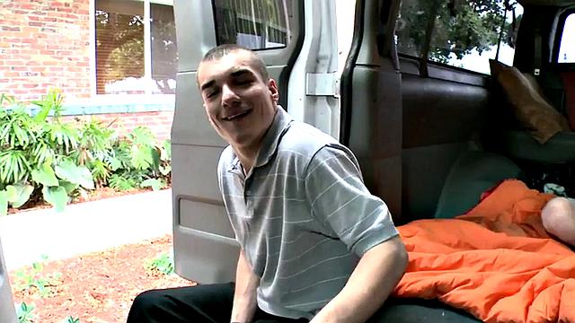 Amateur fooled stud fucks gay twink in bus till cumshot