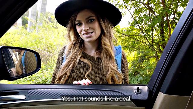 Classy babe picked up deepthroating and riding cock