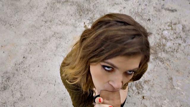 Classy babe picked up deepthroating and riding cock