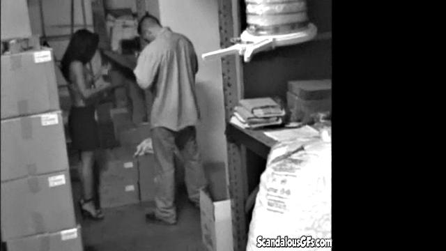 Hot Sexy Babe Sucking and Fucking at the stock room