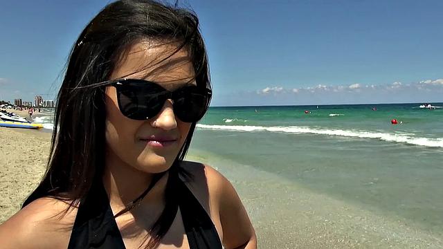 Devyn's bald pussy gets drilled on the couch while wearing glasses