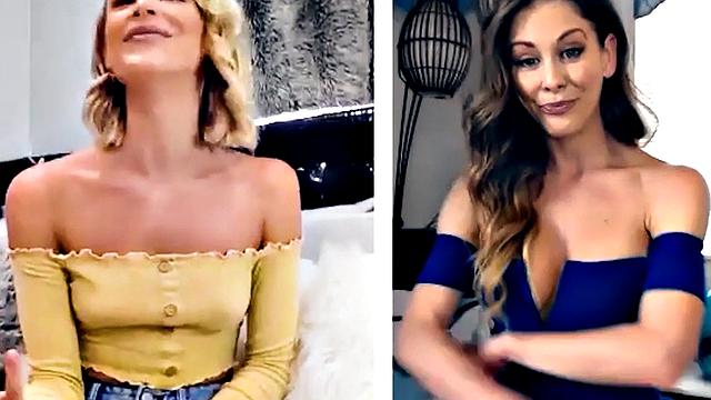 Busty stepmom rubbing clit with babe during phone sex